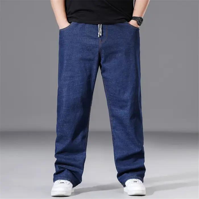 Jean pour Homme en Denim de Couleur Unie, Pantalon Droit, Baggy, Décontracté, à la Mode, Taille arti