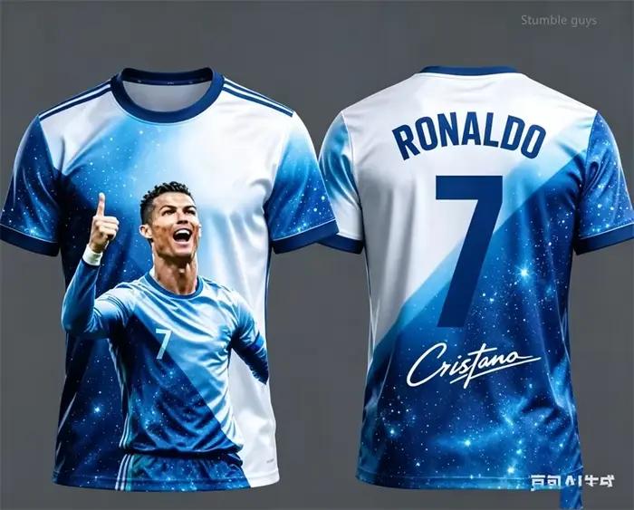 Maillot de football Ronaldo 7 pour hommes, t-shirt à manches courtes, vêtements de sport tendance, v