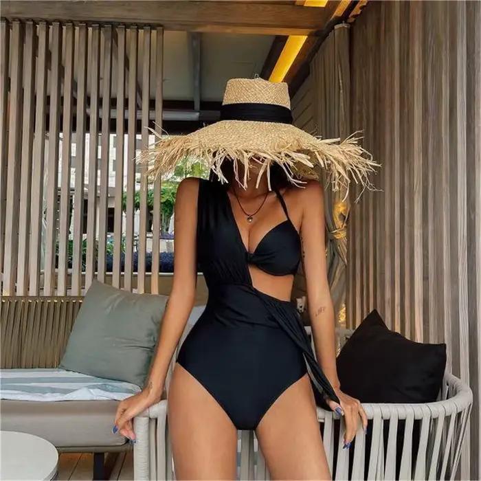 Maillot de bain une pièce noir pour femmes, body coréen, Monokini, Sexy, dos nu, pour piscine, vêtem