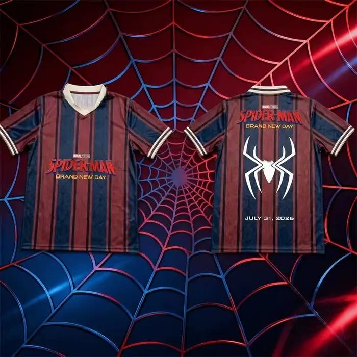 Maillot de sport Spider-Man imprimé en 3D, t-shirt à col en V pour hommes, femmes, enfants, tenues d