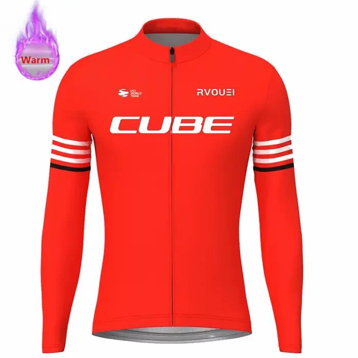 Hiver thermique polaire cyclisme maillot sport vélo Rvouei Cube Pro équipe montagne vélo vêtements R