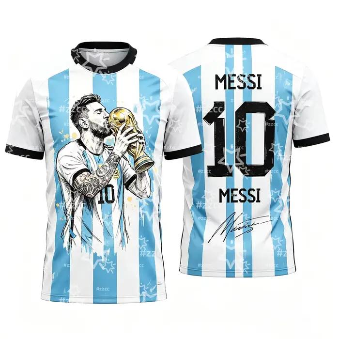 Maillot de football Messi n°10, kit d'entraînement, t-shirt style West Coast, t-shirt de sport d'été