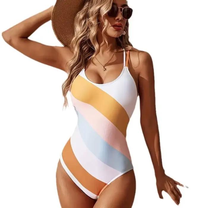 Nouveau maillot de bain une pièce de Sport rayé pour femmes maillots de bain professionnels femme do