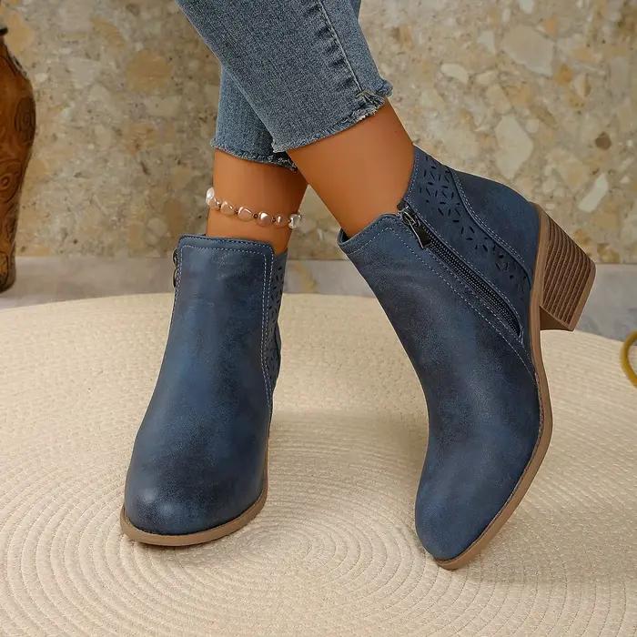Femmes bottines 2025 nouvelle grande taille mode bottes bout pointu talon carré femmes chaussures automne hiver côté fermeture éclair dames chaussures