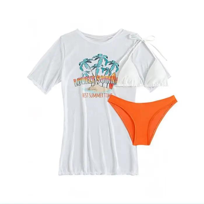 2025 Bikini 3 pièces femmes Sexy solide string