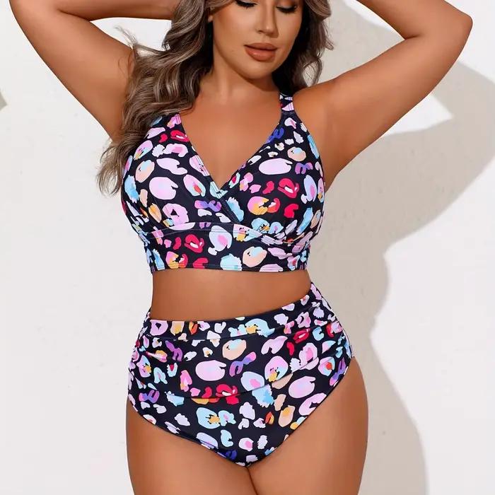 Maillot de bain grande taille taille haute pour femme