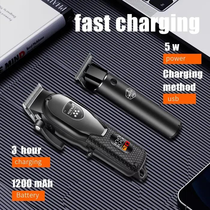 Kit de tondeuse à cheveux Hiena pour hommes, rasoir électrique, tondeuse à cheveux professionnelle, machine à couper les cheveux avec écran LCD numérique