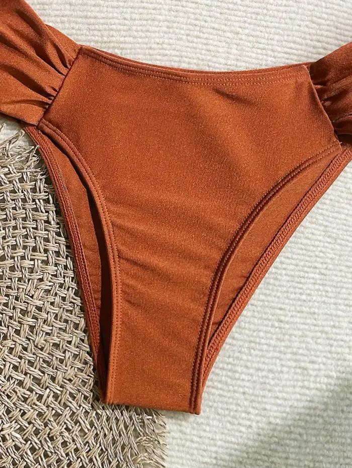 Ensemble bikini sexy plissé taille haute 2026 pour femme