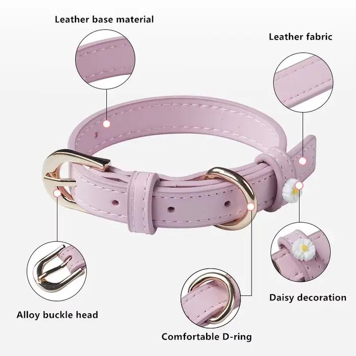Collier en cuir PU pour animal de compagnie, accessoires mignons pour chien, ULde traction en alliage, boucle de cou pour chat, nounours et schnauzer, détruire et décorer