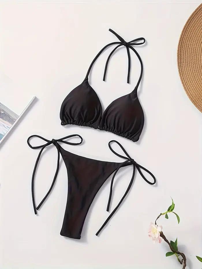Nouveau bikini string uni de style européen et américain