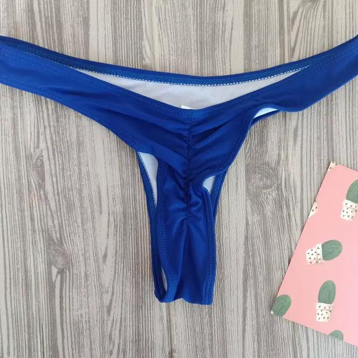 Femme fille vacances grande taille Sexy couleur unie unique maillot de bain plissé Bikini