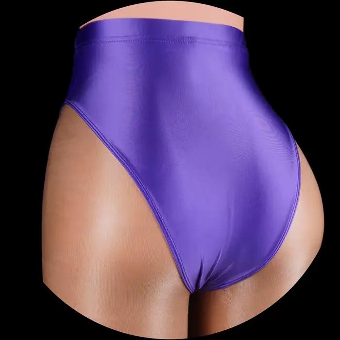 Culotte de bikini brillante à coupe haute pour femmes