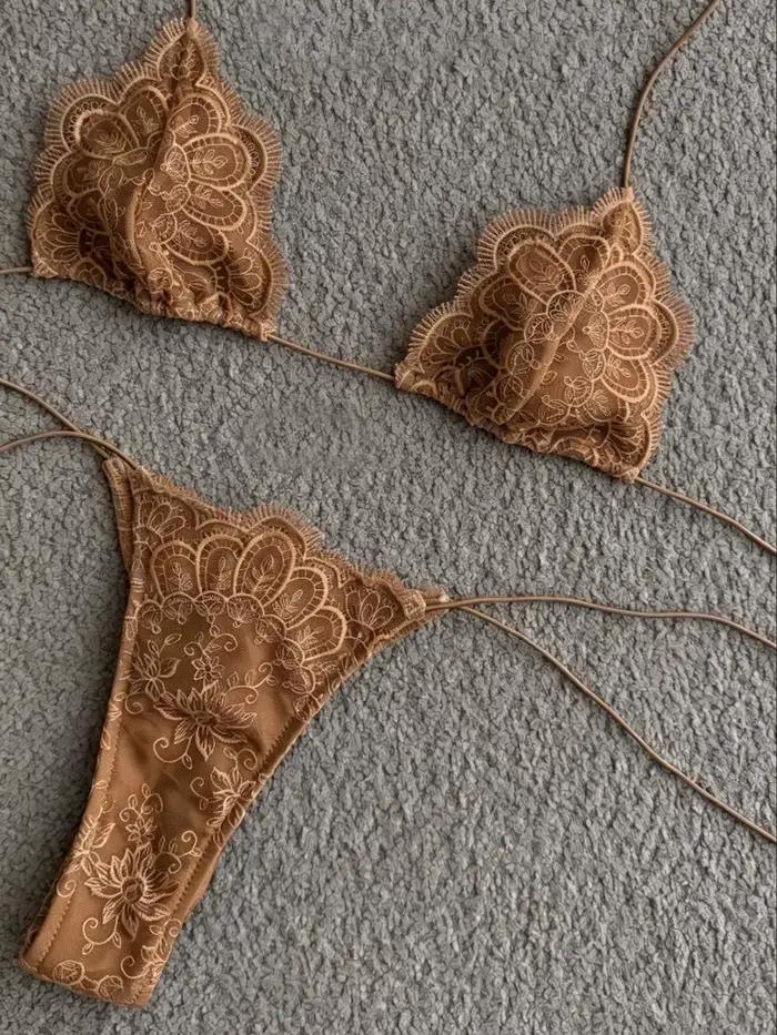 Maillot de bain bikini en dentelle deux pièces pour femme