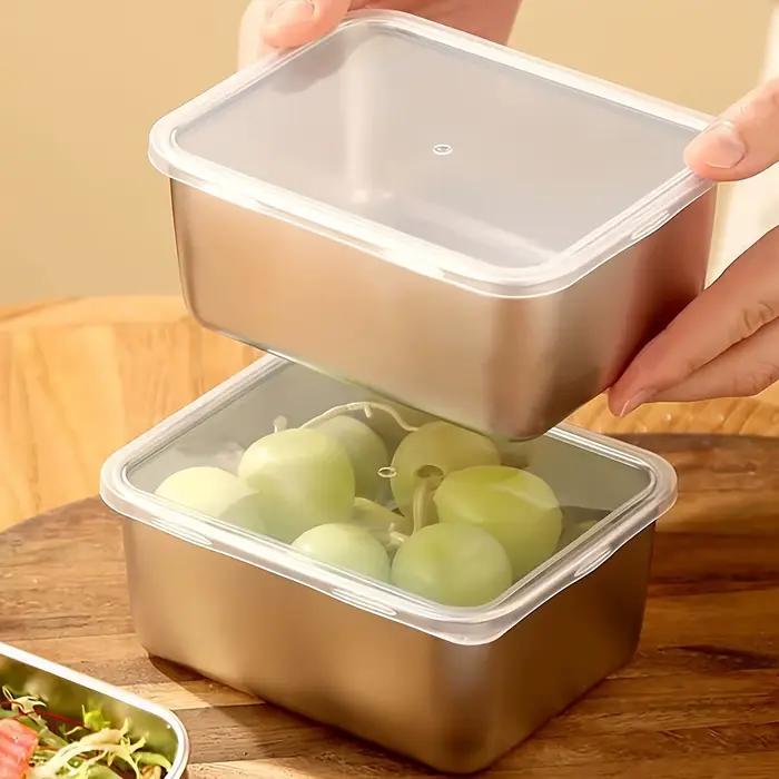 Ensemble de conteneurs de stockage des aliments en acier inoxydable, 6 pièces, avec couvercles, étanches, empilables et réutilisables pour le Camping, les pique-niques et l'école