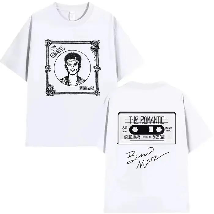 Bruno Mars The Romantic Tour 2026 T-shirt pour homme, décontracté, à la mode, en coton, à manches courtes, vêtements Hip Hop Vintage