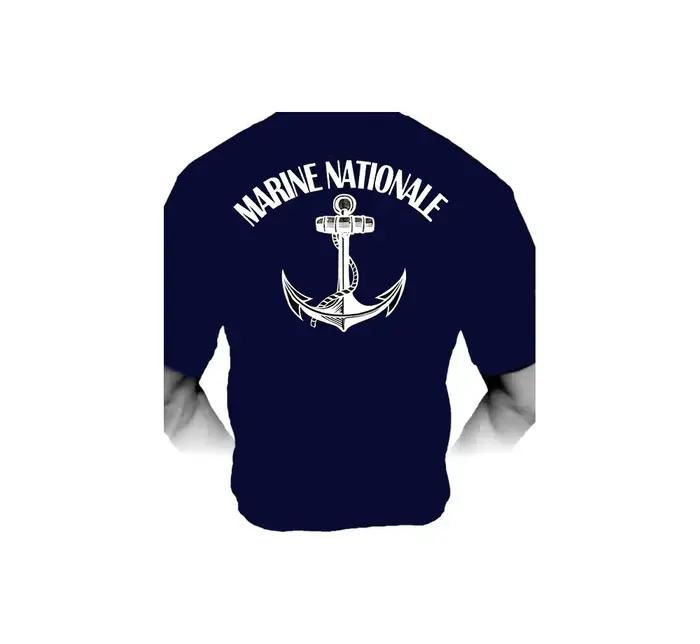 France Marine Nationale armée hommes T-Shirt à manches courtes décontracté 100% coton chemise