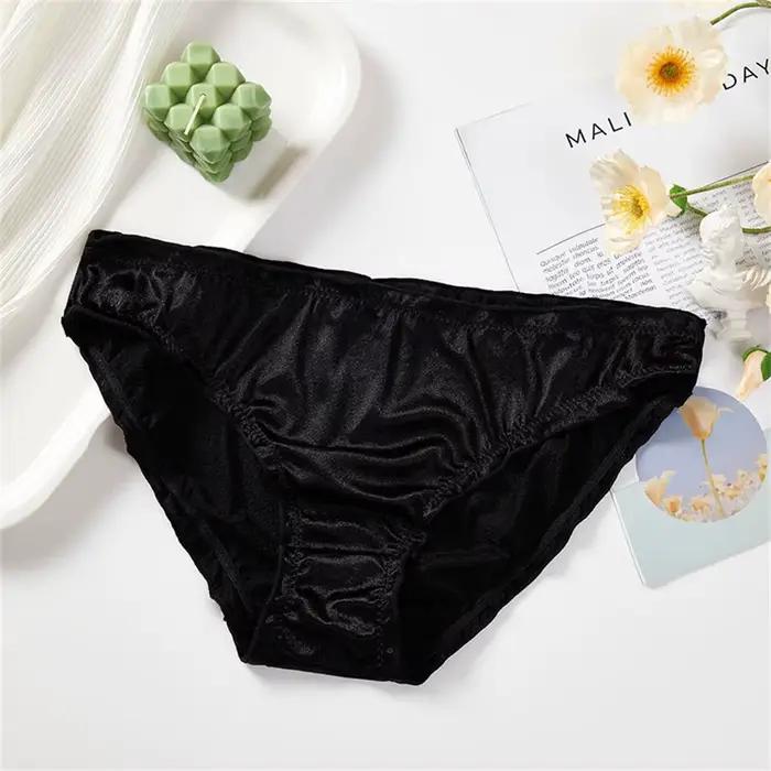 Dames volants garniture Satin glace soie sans couture No Show sous-vêtements slips invisibles grande taille femmes culottes S/M/L/XL