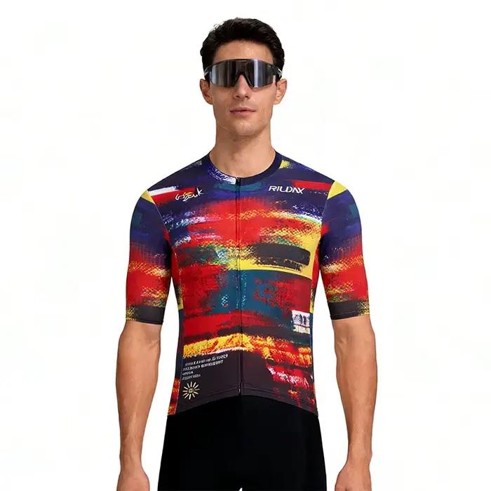 Maillot de cyclisme homme RAUDAX, respirant, à manches courtes, pour la course, le vélo de route, le sport en plein air, Camisetas De Hombre