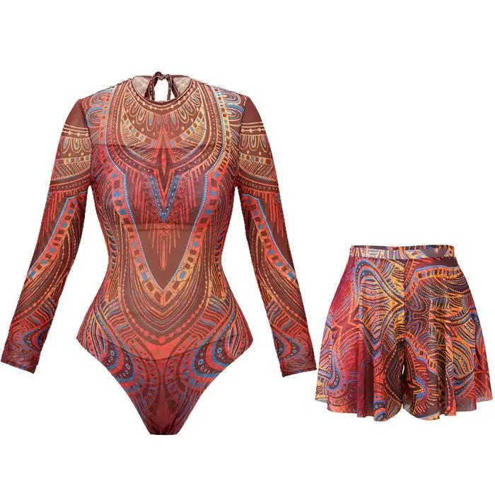 2 pièces ensembles maillot de bain et Shorts femmes été à manches longues