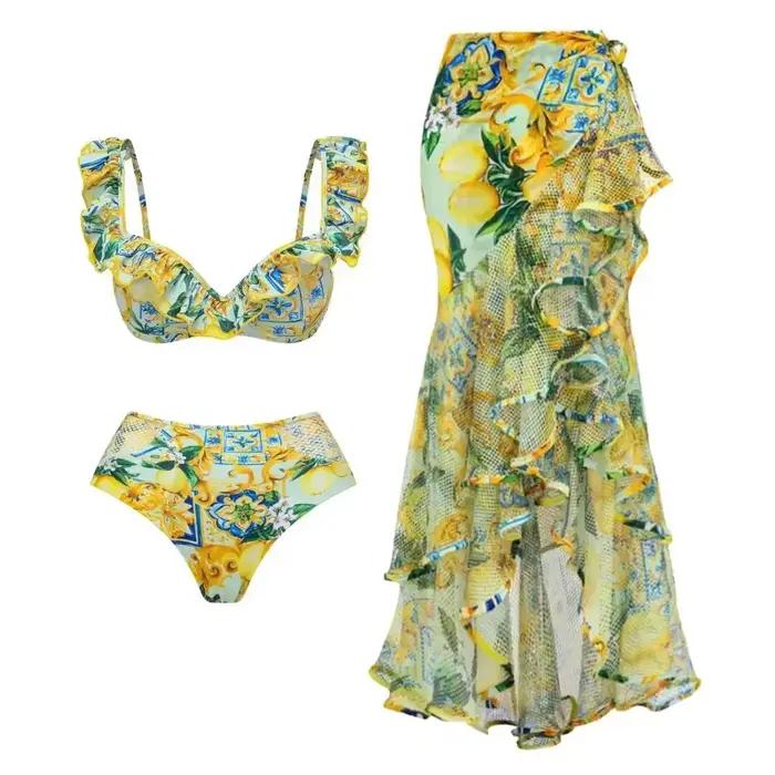 Nouvelle Collection de la Saison : Maillot de Bain Bikini Imprimé Citron