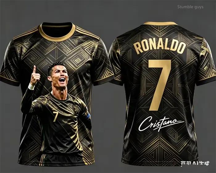 Maillot de football Ronaldo 7 pour hommes, t-shirt à manches courtes, vêtements de sport tendance, vêtements d'entraînement surdimensionnés, vêtements pour enfants