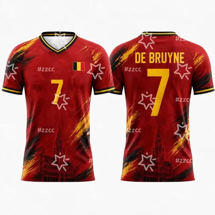 Maillot de football Belgique De Ketelaere N°17 2026, maillot de gardien Courtois, T-shirt de sport d'été pour homme, vêtements pour enfant et femme ﻿