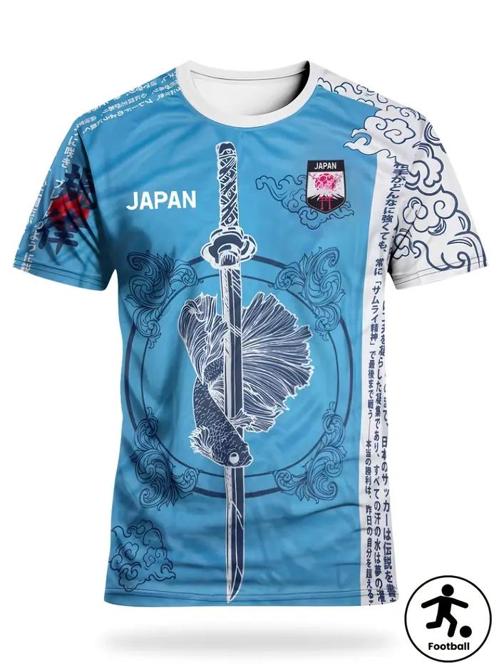 Maillot de football de style japonais avec logo, respirant et à séchage rapide, pour les jeunes sportifs et les amateurs de culture japonaise, cadeau sportif idéal