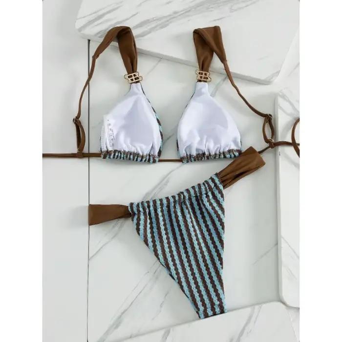 Maillot de bain bikini rayé pour femme