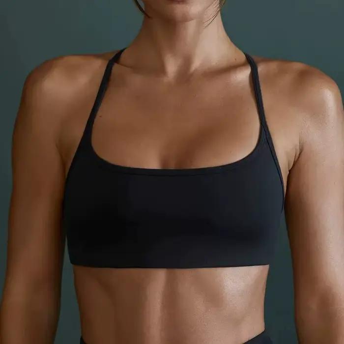 Soutien-gorge de sport dos croisé pour femme, résistant aux chocs, froncé, sexy, pour la gym, la course, le yoga, l'extérieur, confortable, vêtement de fitness estival