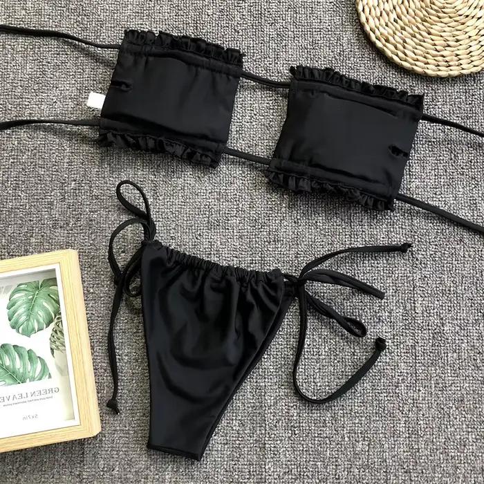 Bikinis froncés Sexy String Maillot De Bain femmes Extrem
