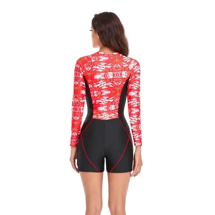 Maillot de bain une pièce imprimé à manches longues pour femmes