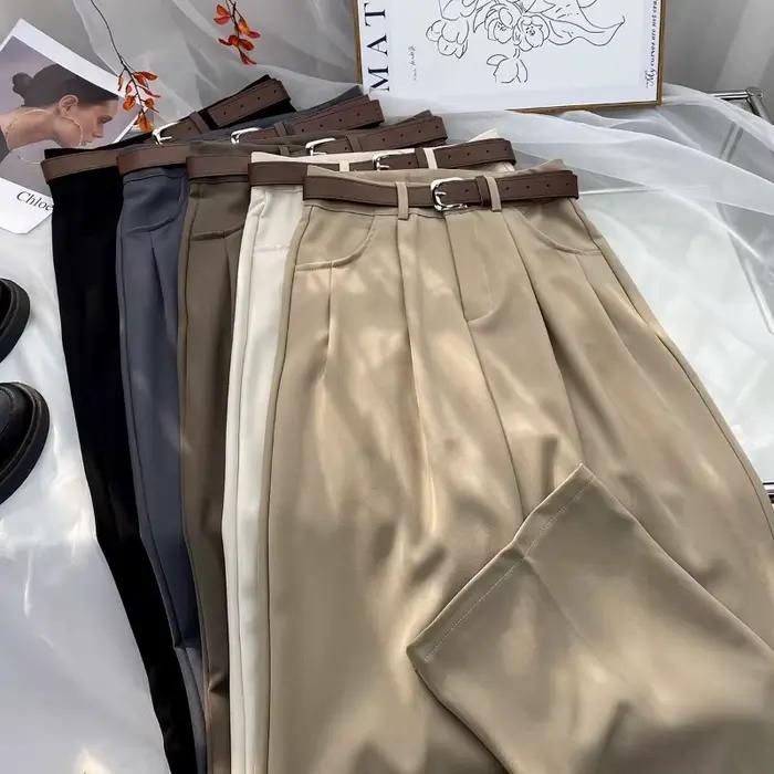 Costume taille haute pour femmes, pantalon élégant, 5 couleurs unies, avec poches, décontracté, pour le bureau, printemps été