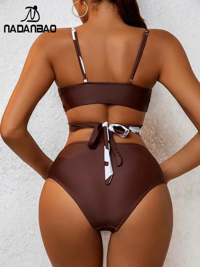 Nadanbao-Bikini de plage sexy à col en V pour femme