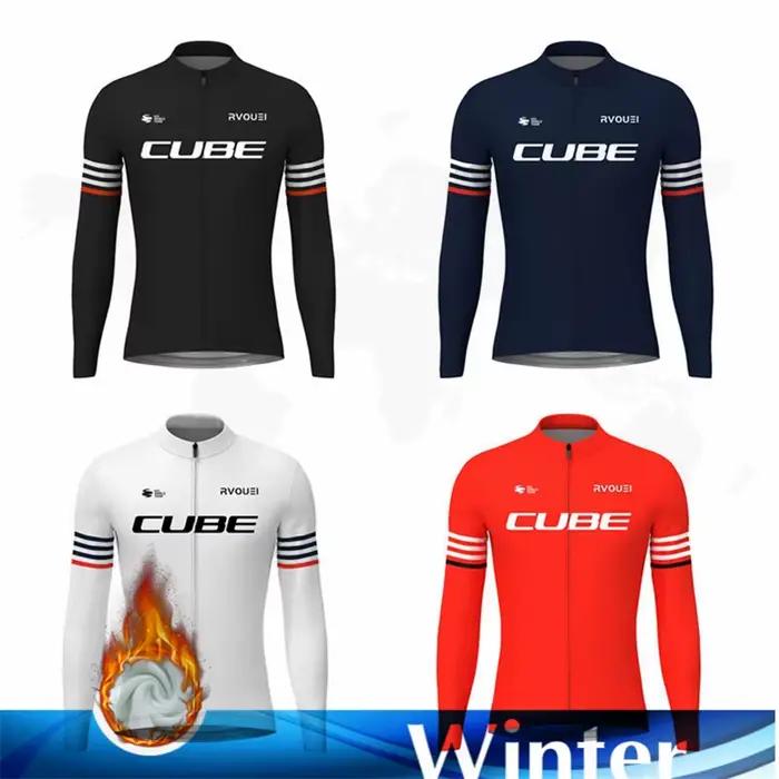 Hiver thermique polaire cyclisme maillot sport vélo Rvouei Cube Pro équipe montagne vélo vêtements Ropa Ciclismo Invierno Hombre