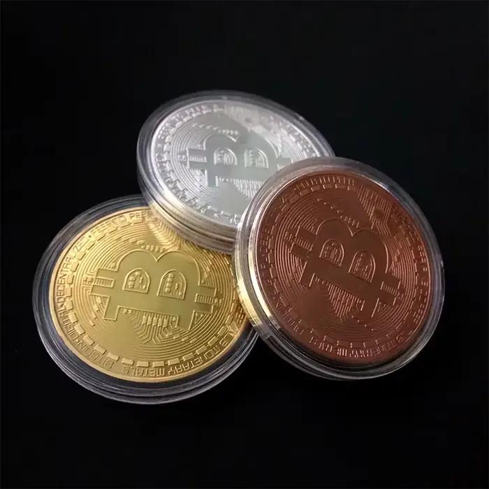 Pièce de monnaie Bitcoin plaquée or, Collection d'art à collectionner, cadeau commémoratif physique, Casascius Bit BTC, Imitation Antique en métal