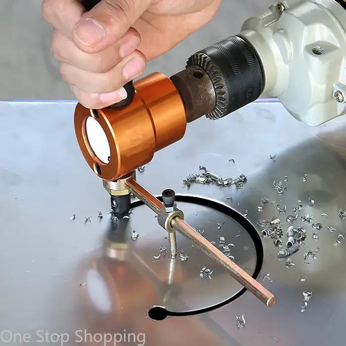 Grignoteuse de coupe de métal à Double tête, grignoteuse de tôle, outil de coupe de scie, fixation de perceuse, outil de coupe gratuit, coupe du métal
