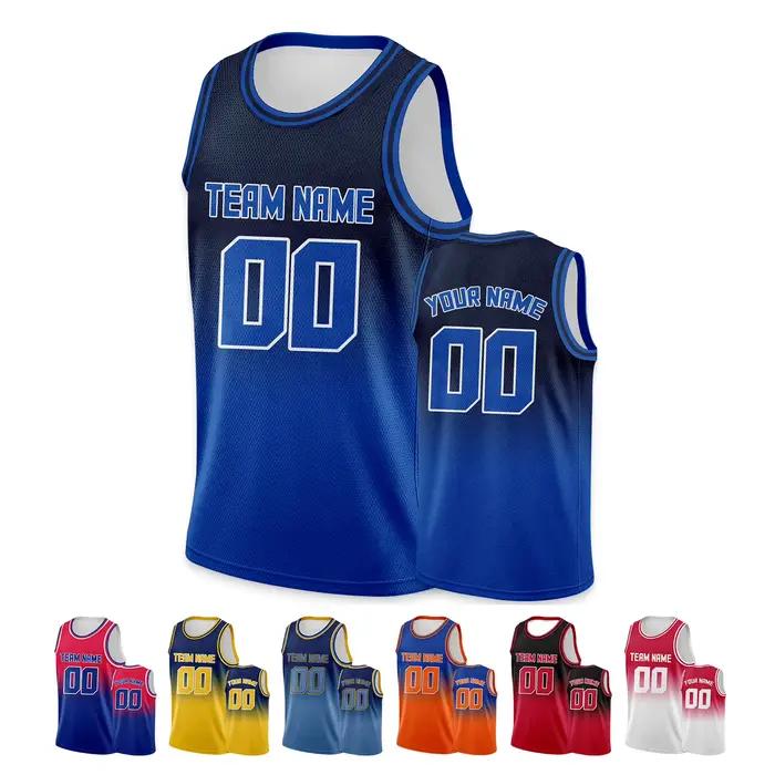 Maillot de Basket-ball Personnalisé Bleu Dégradé, Imprimé avec Nom, Numéro, Logo, Chemise d'Équipe pour Hommes, Femmes, Jeunes Enfants, Cadeau GérGift