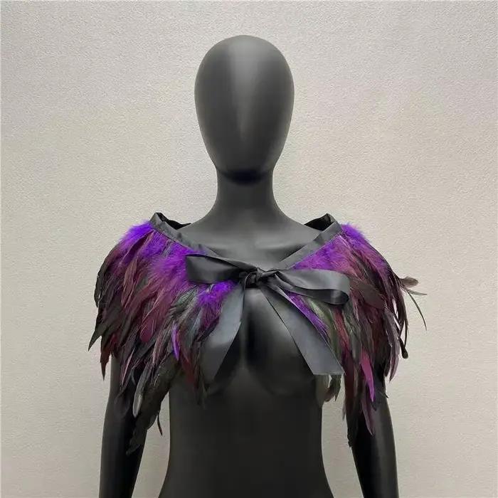 Écharpe gothique femmes châle vêtements accessoires trois couches plume Halloween écharpes concepteur de luxe femmes châles cou
