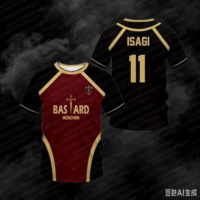 T-shirt de sport décontracté pour homme et enfant, motif Futsal Jersey, réplique Vl Blue Lock Anime Bastard Munich, collection été