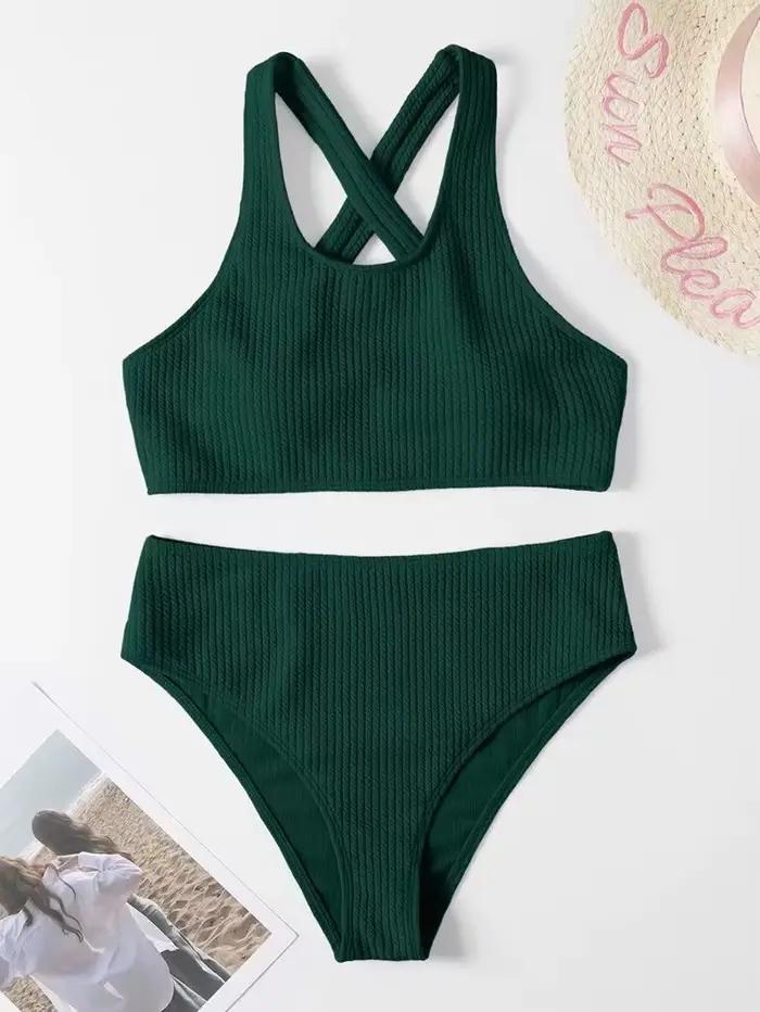 Criss Cross-Maillot de bain noir sexy pour femmes