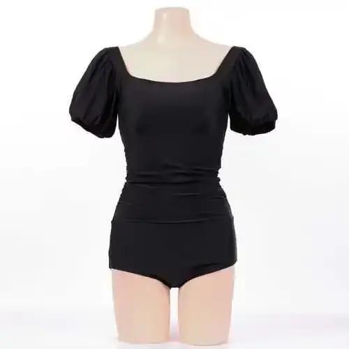 Maillot de bain une pièce tendance avec manches lanternes et dos nu pour femme