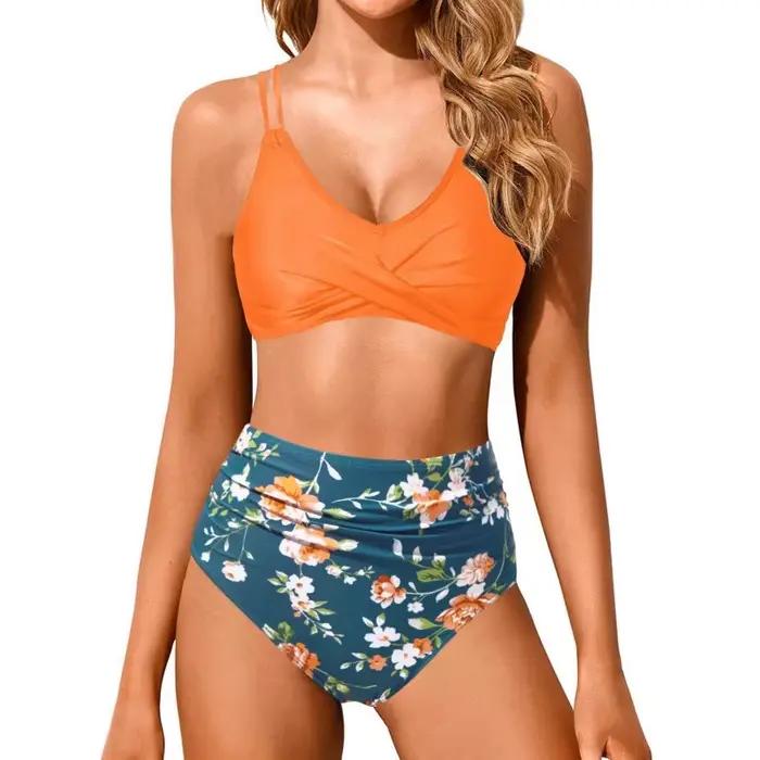 Bikini Taille Haute Femme Plage Vacances Fête Piscine Spa Sources Chaudes Sports Nautiques Croisière