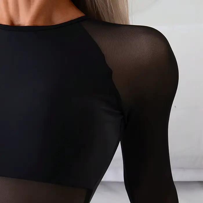 Maillot de bain une pièce en maille transparente épissé pour femmes