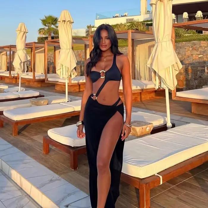 Deux pièces femmes une épaule 2025 Push-Up rembourré soutien-gorge noir maillot de bain maillots