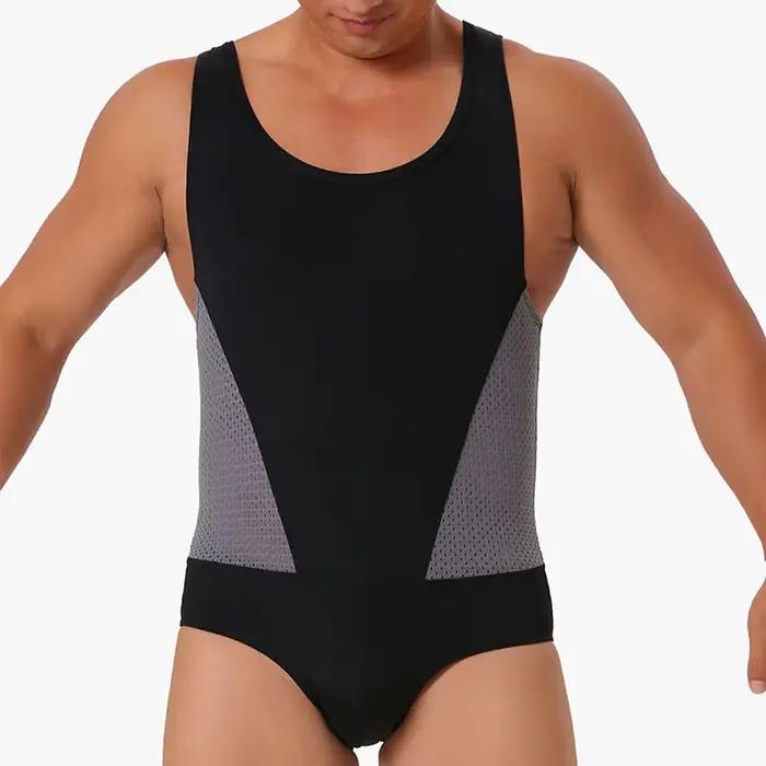 Justaucorps Sexy maillot de corps hommes Sport GYM body chaud bas de corps élasticité combinaison lutte sous-vêtements formes hommes club spectacle