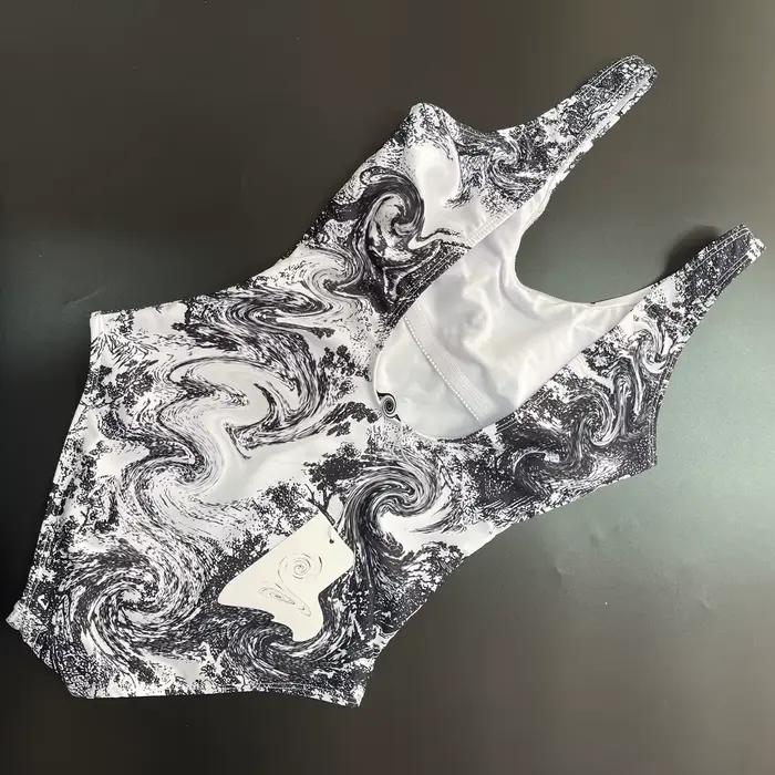 Maillot de bain une pièce sexy dos nu, coupe triangle, en nylon à motif floral, avec coussinet de poitrine, sans armatures