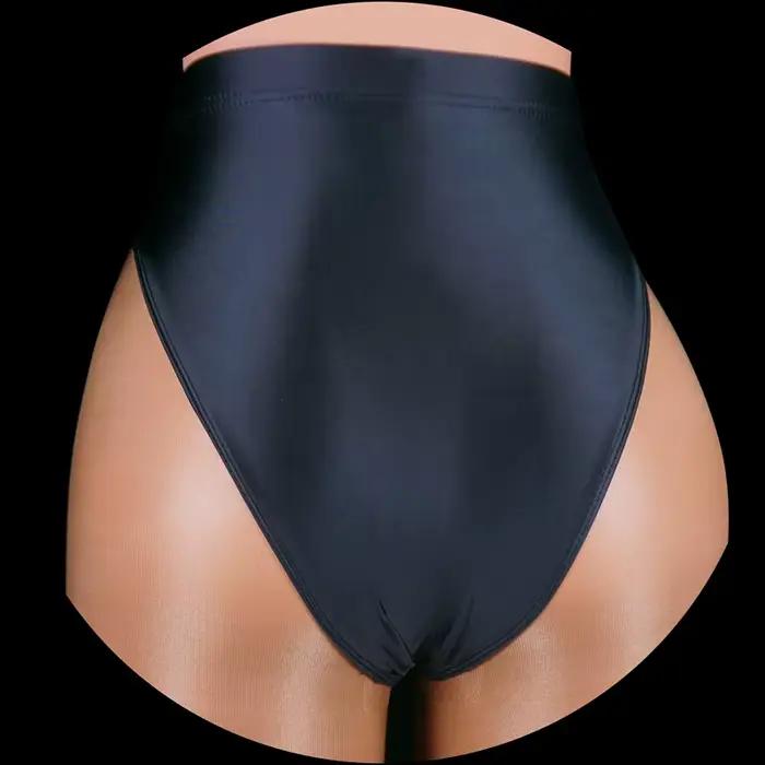 Culotte de bikini brillante à coupe haute pour femmes