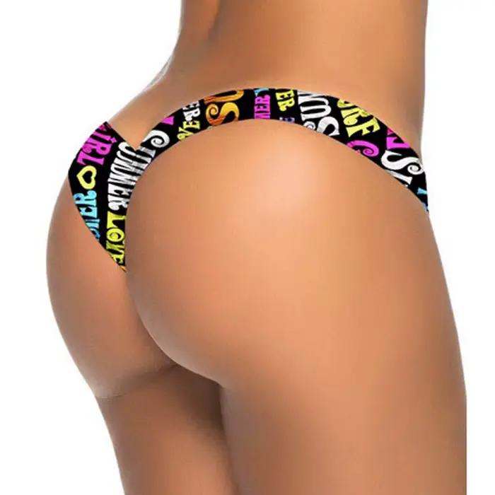 Femmes brésilien imprimé Bikini bas string bain plage maillot