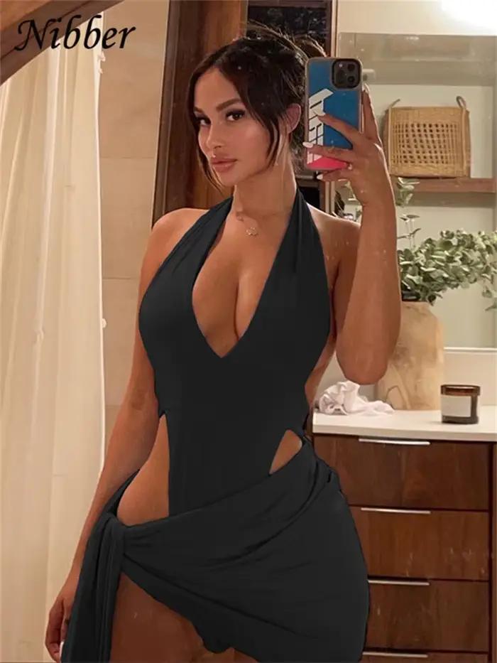Nibber-Bikini sexy pour femme, maillot de bain basique, costume de batterie, jupes, ensemble 2 pièces, vêtements de plage, vêtements de vacances, 2021