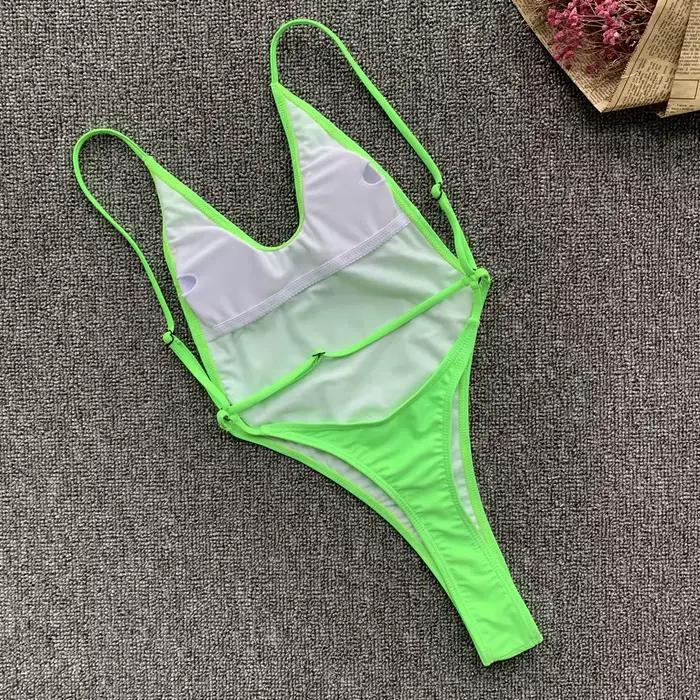 Maillot de bain une pièce vert fluorescent 2026 pour femme